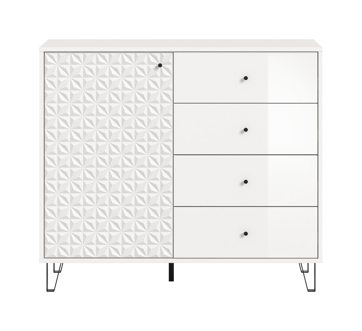 HIGHBOARD PRISMA (B/H/T: ca. 110/96/40 cm) in weiß/weiß hochglanz - Weiß, Holzwerkstoff (110/96/40cm)