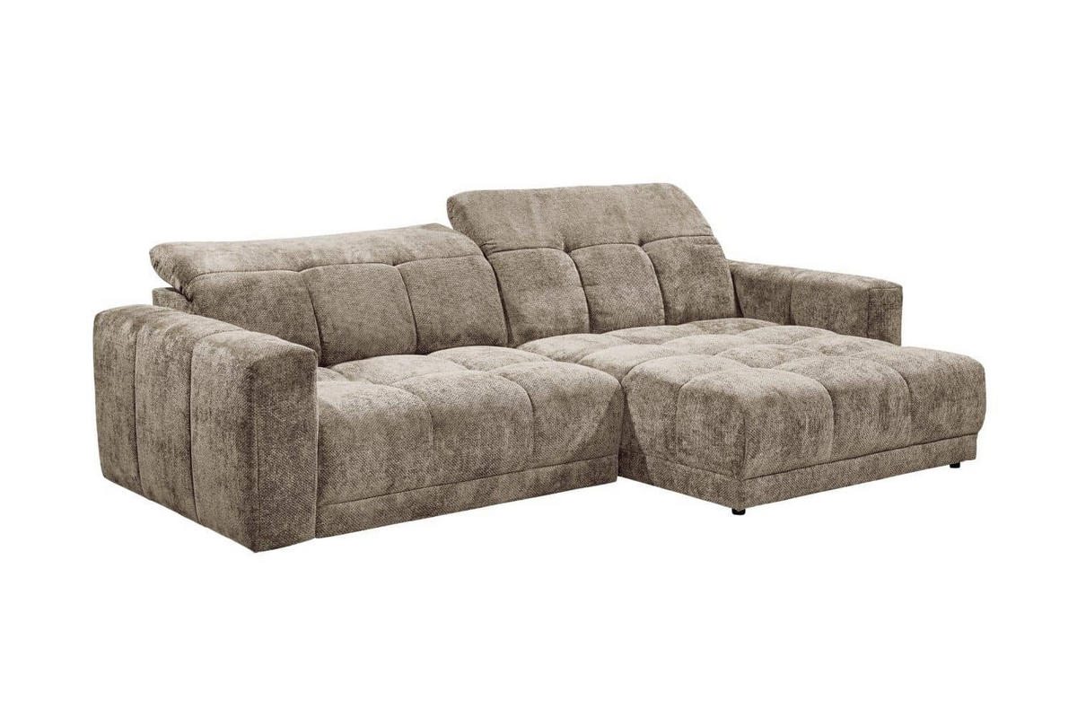 ECKSCHLAFSOFA mit elektronische Sitztiefenverstellung - Taupe/Schwarz, Holz/Kunststoff (170/297cm) - ed exciting design