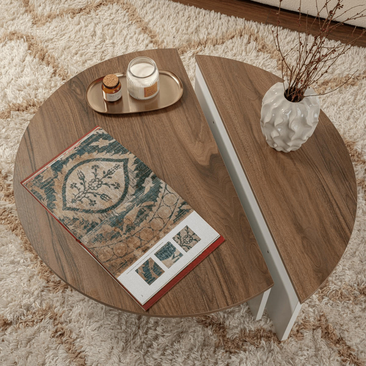 COUCHTISCH orion Noyer - Weiß, Holzwerkstoff (9.5/90/35cm) - Calicosy