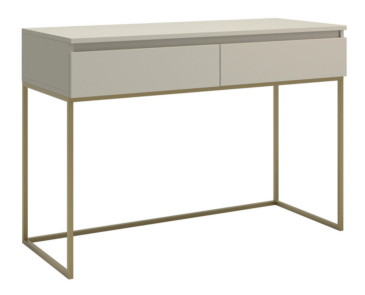 SCHMINKTISCH Selsey Bemmi Graubeige mit goldenem Metallgestell 120 cm - Beige/Goldfarben, Holzwerkstoff/Metall (120/80/50cm) - Selsey