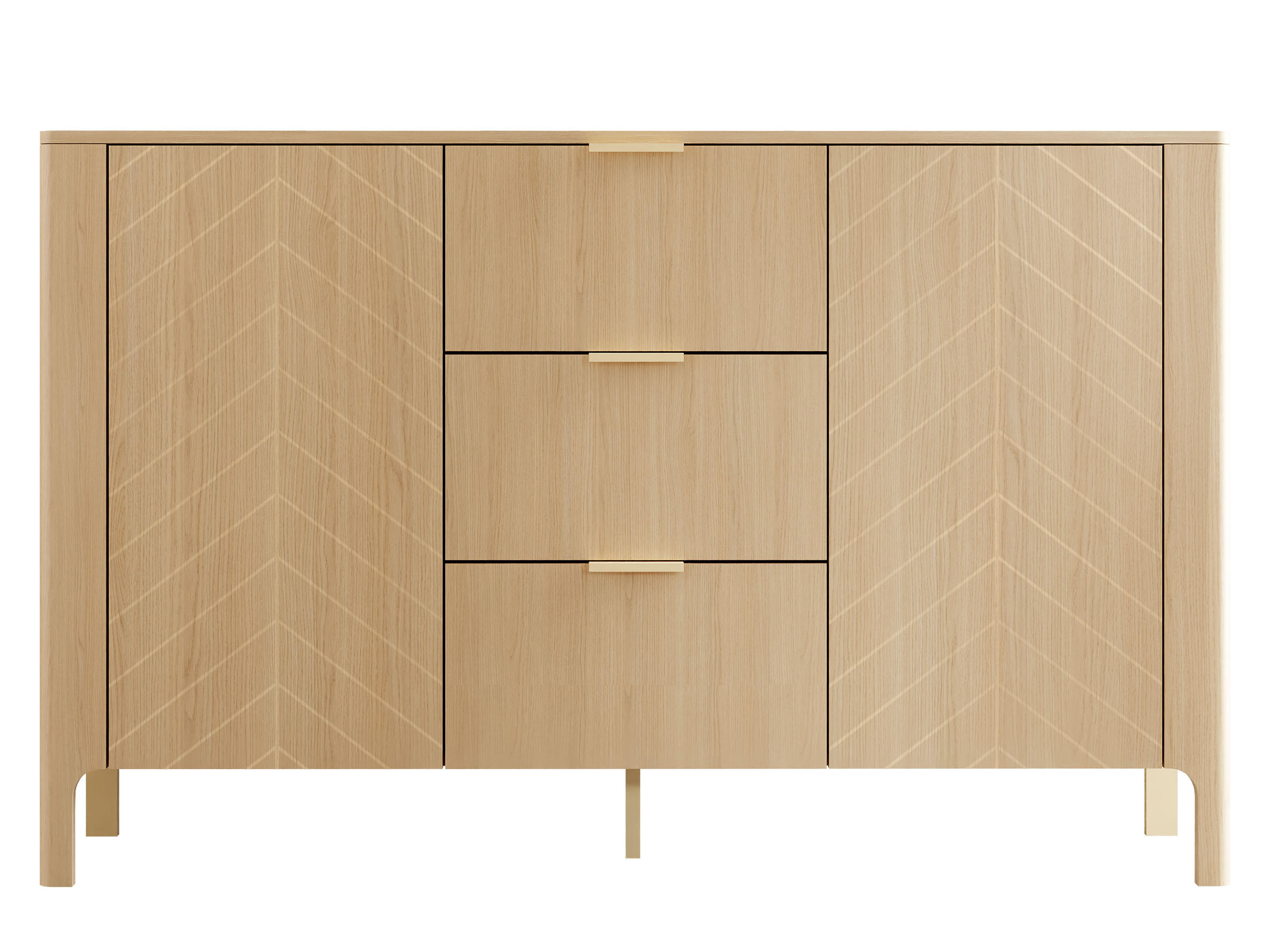 SIDEBOARD Malumi MM01 2D3SZ - Eichefarben/Goldfarben, Holzwerkstoff/Metall (154/96/41cm) - MIRJAN24