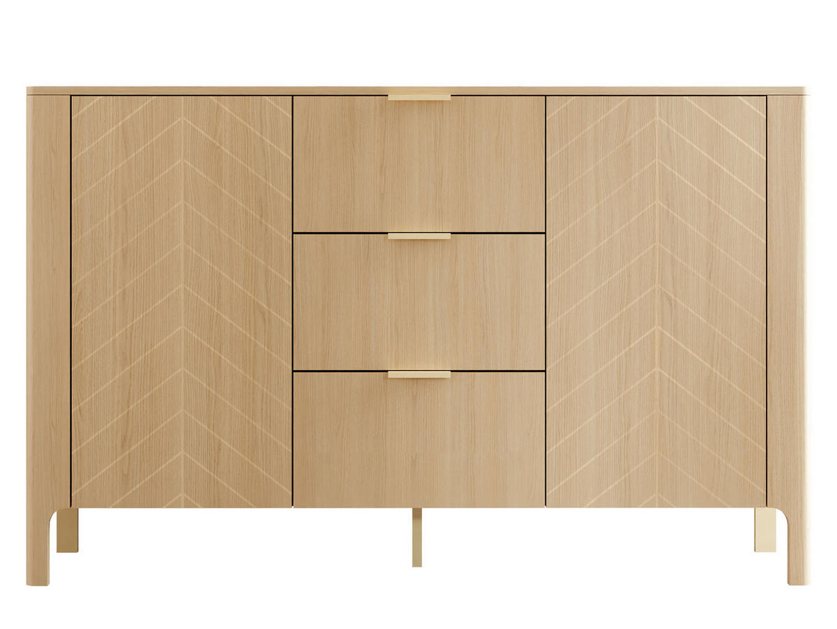 SIDEBOARD Malumi MM01 2D3SZ - Eichefarben/Goldfarben, Holzwerkstoff/Metall (154/96/41cm) - MIRJAN24