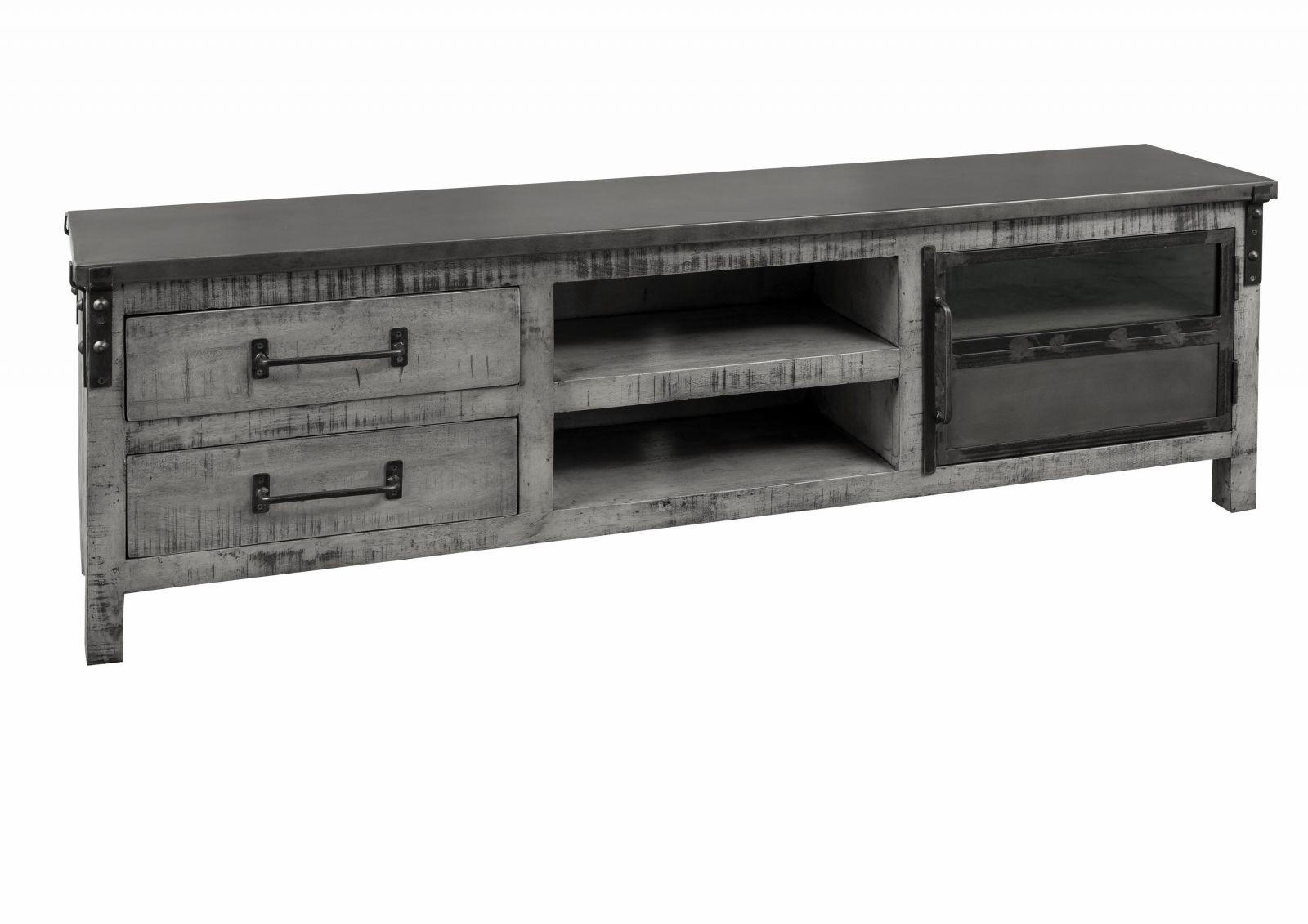 TV-BOARD Mango 190x40x60 grau lackiert HEAVY INDUSTRY #134 - Grau, Holz (190/60/40cm) - Massivmoebel24