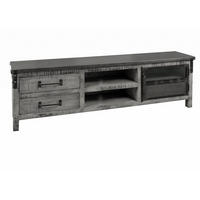 TV-BOARD Mango 190x40x60 grau lackiert HEAVY INDUSTRY #134 - Grau, Holz (190/60/40cm) - Massivmoebel24