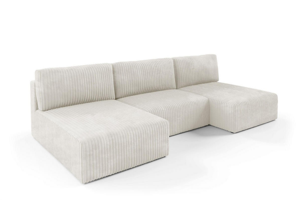 WOHNLANDSCHAFT Natalia - Creme, Holzwerkstoff/Textil (304/85/149cm) - Fun Möbel