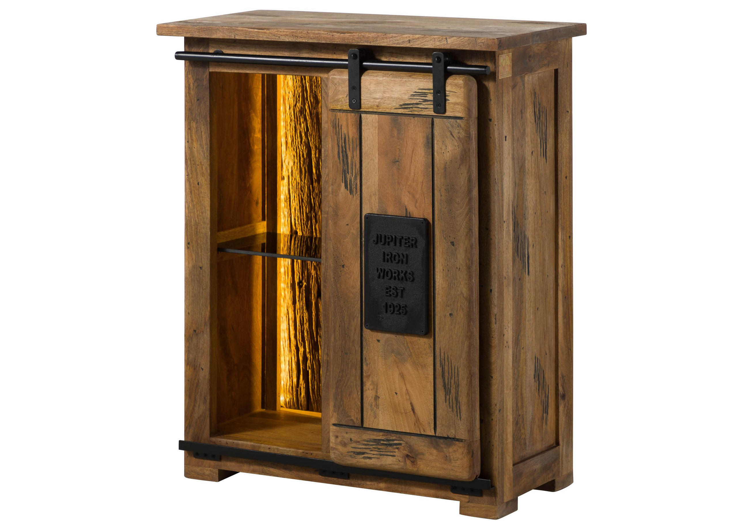KOMMODE Mango / Altholz 75x36x90 natur lackiert RAILWAY LUX #140 - Braun, Holz (75/90/36cm) - Massivmoebel24