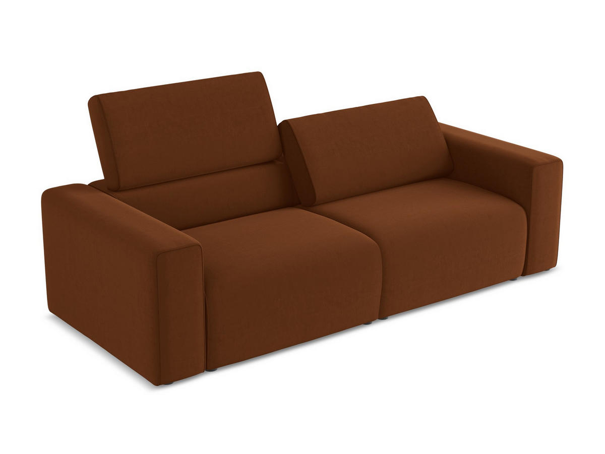 3-SITZER SOFA Samt Stoff Orange - Rot/Terra cotta, Kunststoff/Textil (224/80/103cm) - Makamii