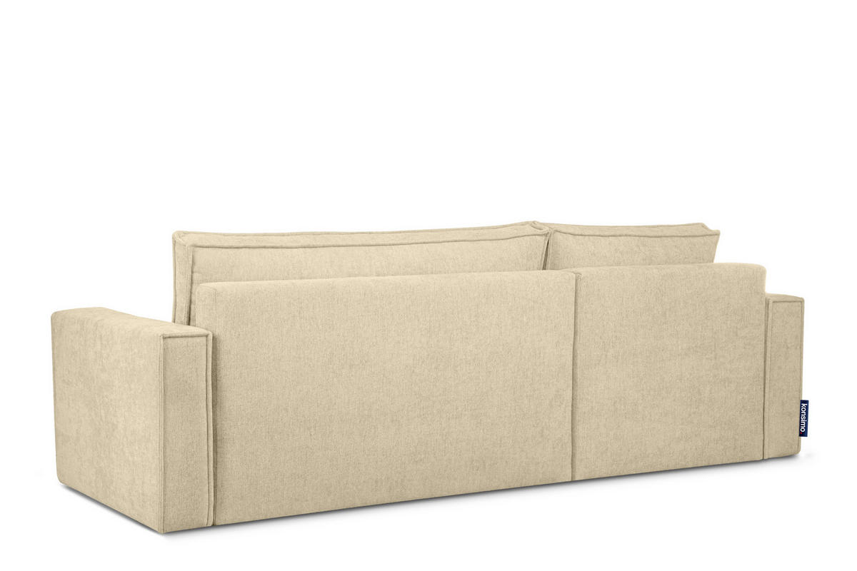 UNIVERSAL-ECKSOFA NAPI II mit Schlaffunktion, dunkelcreme - Creme, Textil (246/148cm) - KONSIMO®