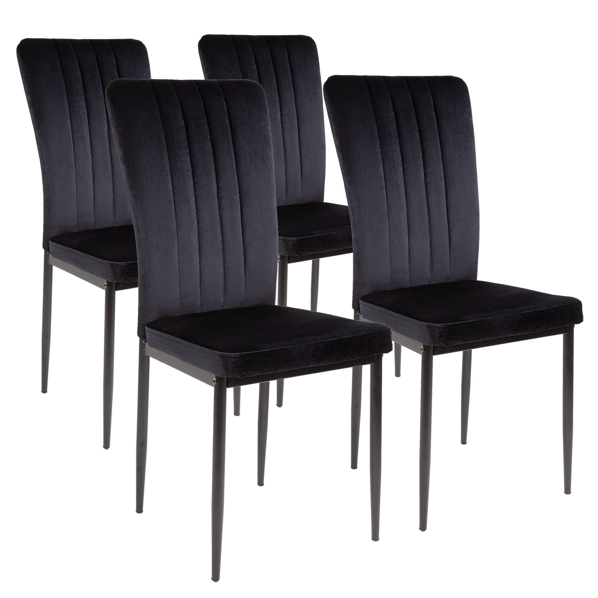 STUHL MODENA Samtbezug Metallbeine 4er Set Schwarz - Schwarz, Textil/Metall (42/96/43cm) - Albatros