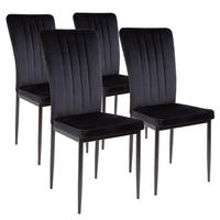 STUHL MODENA Samtbezug Metallbeine 4er Set Schwarz - Schwarz, Textil/Metall (42/96/43cm) - Albatros