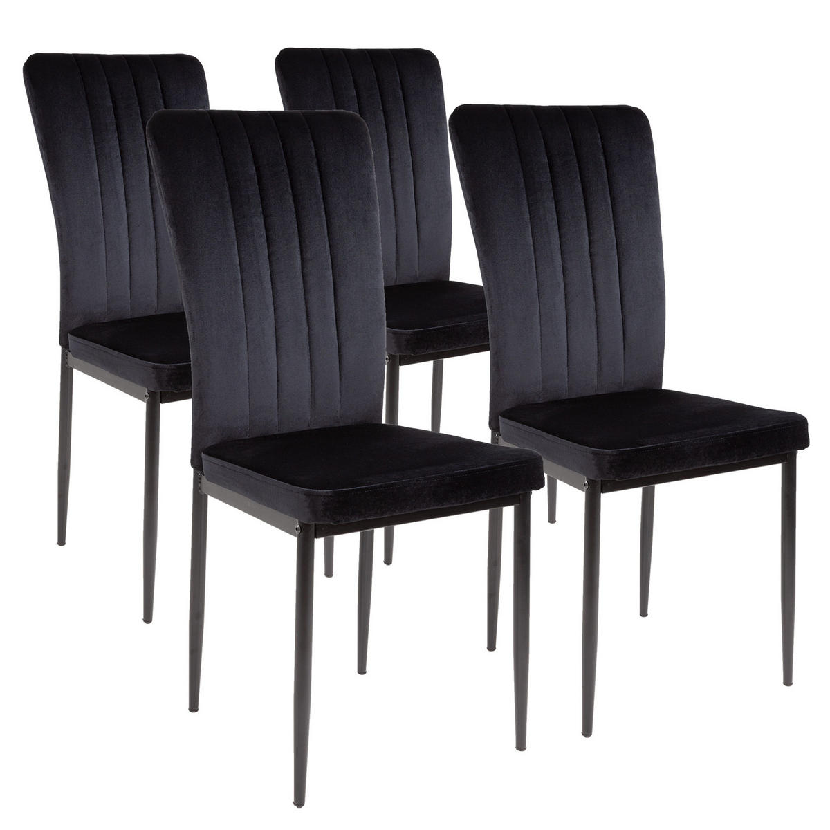 STUHL MODENA Samtbezug Metallbeine 4er Set Schwarz - Schwarz, Textil/Metall (42/96/43cm) - Albatros