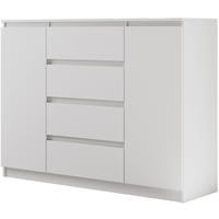 KOMMODE Lemon 120 cm mit zwei Türen und vier Schubladen Weißmatt - Weiß, Holzwerkstoff (120/101.5/39cm) - Beautysofa