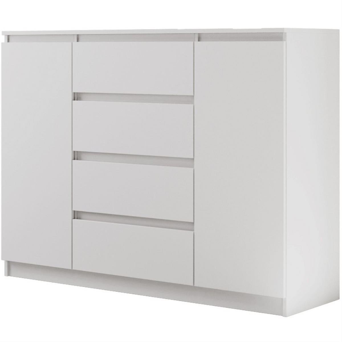 KOMMODE Lemon 120 cm mit zwei Türen und vier Schubladen Weißmatt - Weiß, Holzwerkstoff (120/101.5/39cm) - Beautysofa