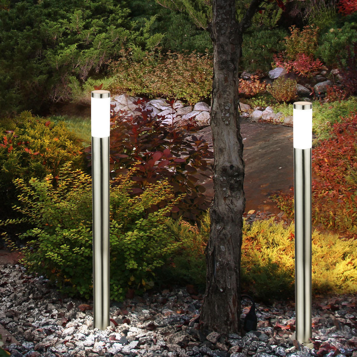 LED WEGELEUCHTE Edelstahl Silber BOSTON 3er Set - Silberfarben, Metall (13/13/110cm) - Globo Lighting