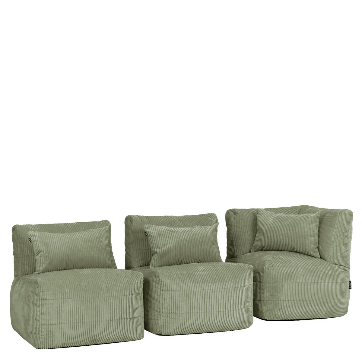 SITZSACK-SOFA 3-tlg. modular cord Noa - Salbeigrün, Textil (228/70/78cm) - icon