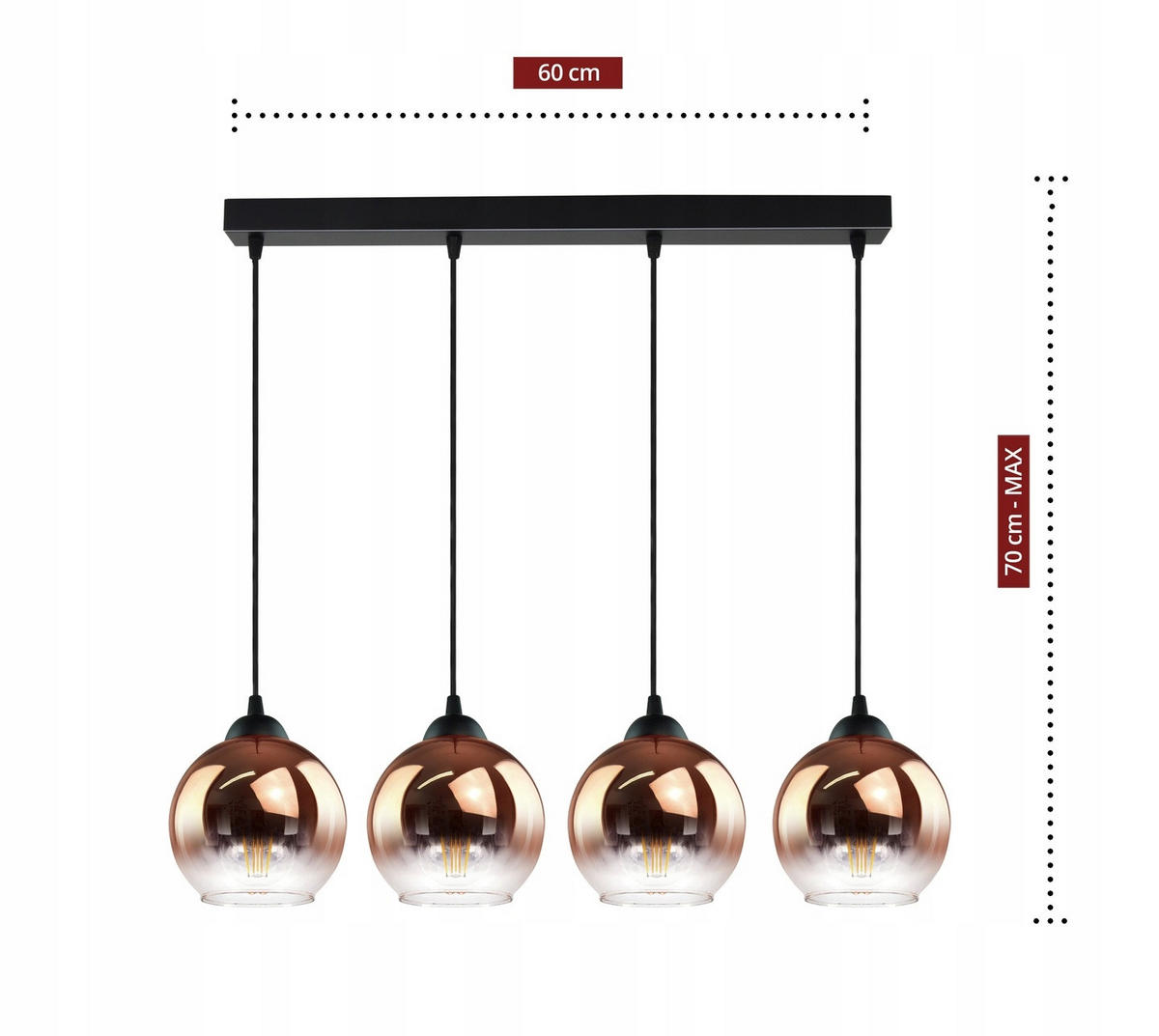 PENDELLEUCHTE MASUR - Transparent/Goldfarben, Glas/Metall (15/80/80cm) - kiki design