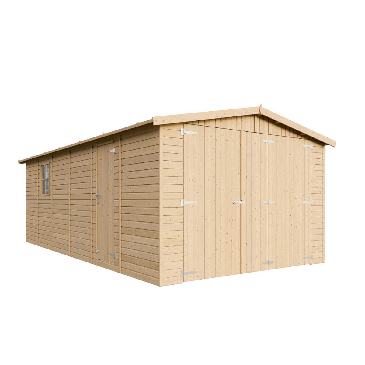 HOLZGARAGE Abstellraum mit Fenstern- H222x616x324 cm /18 m2 - TIMBELA M102 - Naturfarben, Holz (303/183/591cm) - Timbela