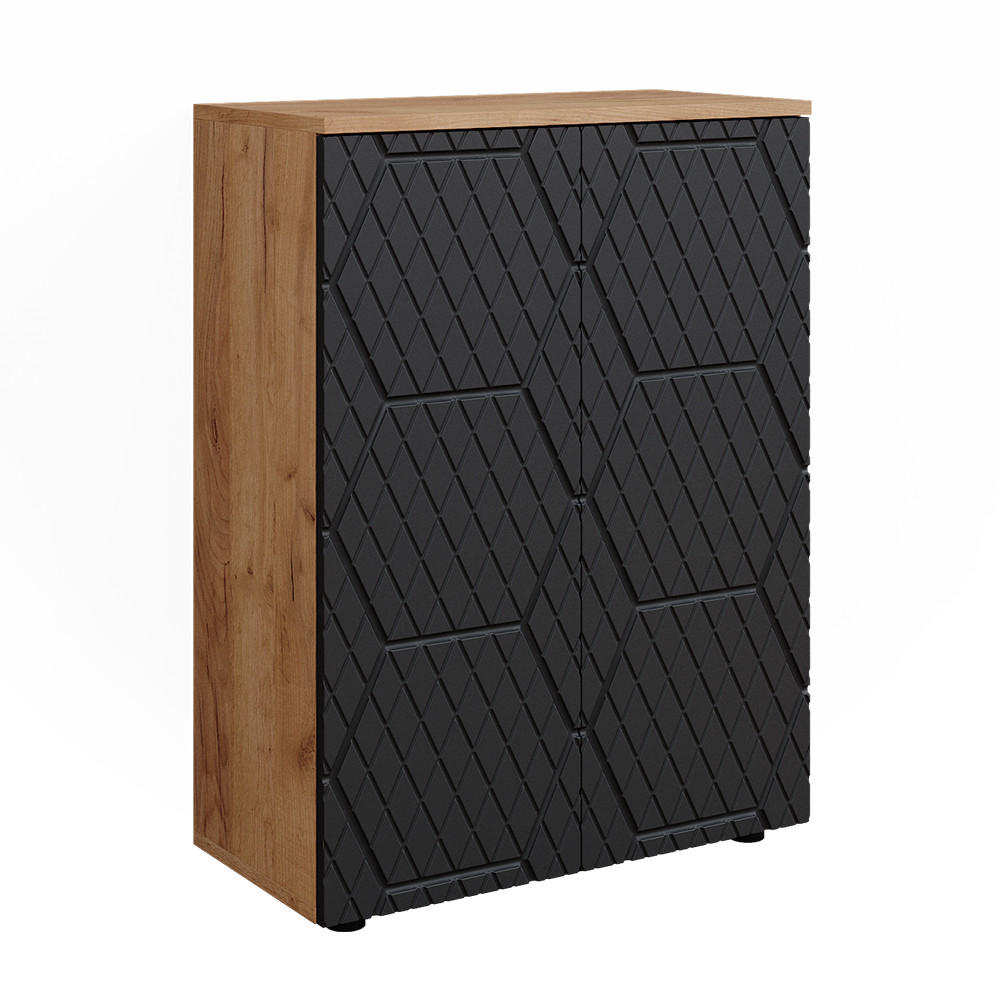 MIDISCHRANK Irma Anthrazit gestreift 60 x 81 cm - Anthrazit/Eiche Wotan, Holzwerkstoff (60/81/30cm) - Vicco