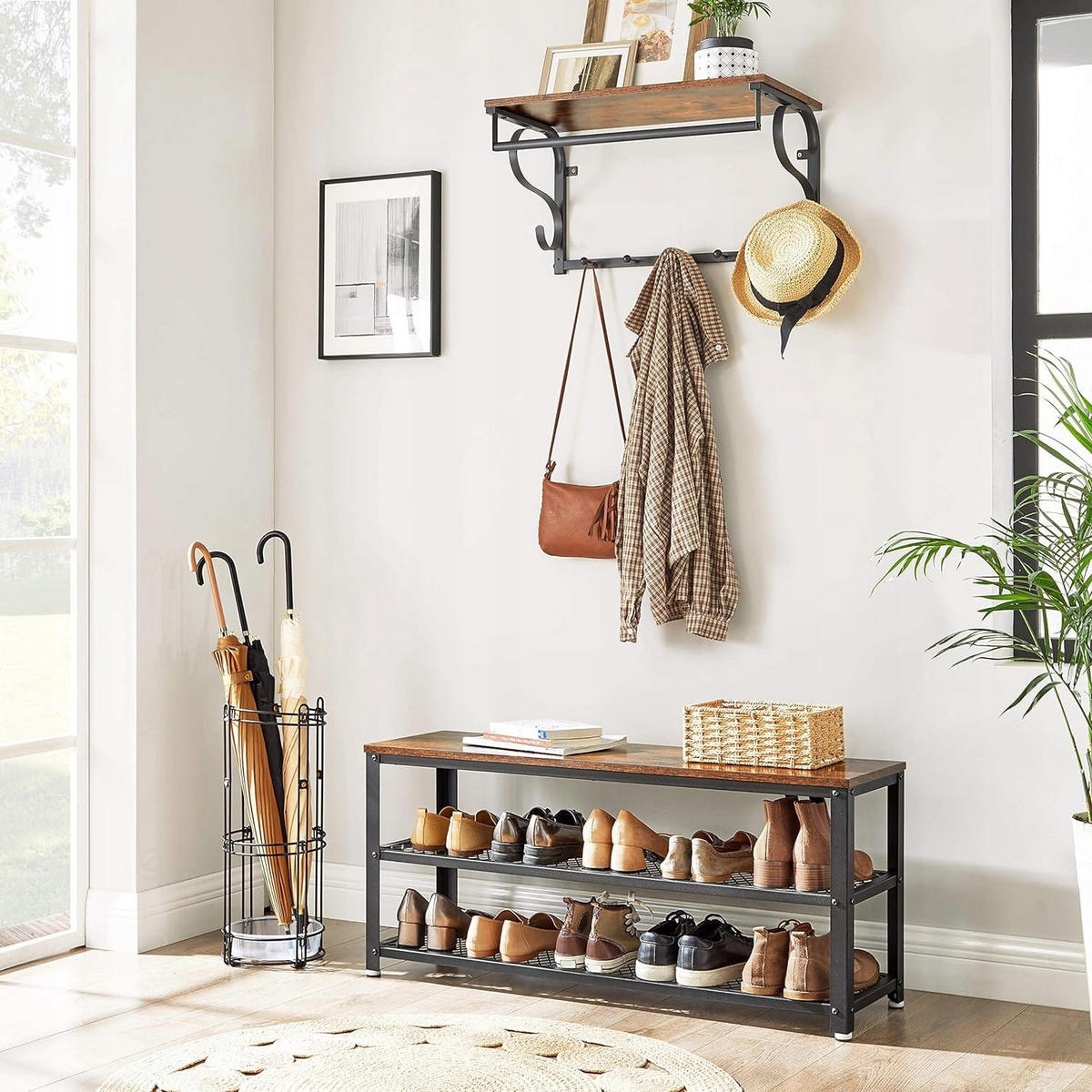 SCHUHREGAL, braun/schwarz - Braun, Holzwerkstoff (100/45/30cm) - A2A Home