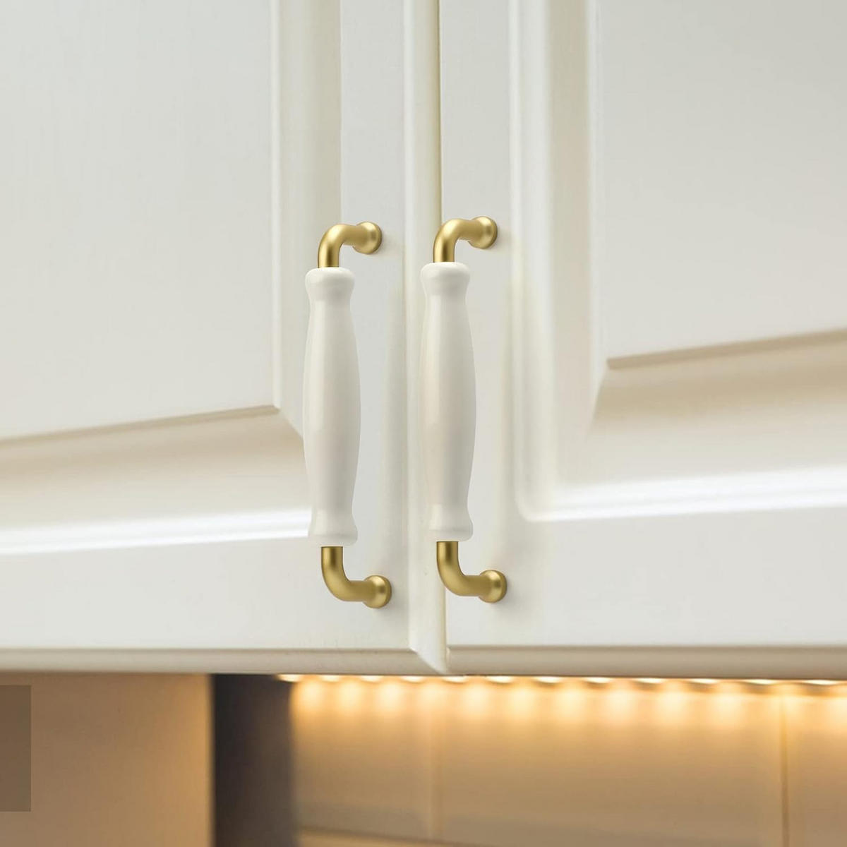 MÖBELGRIFF Weiß 5er-Set - Goldfarben, Metall (0.1/3.8/1cm)
