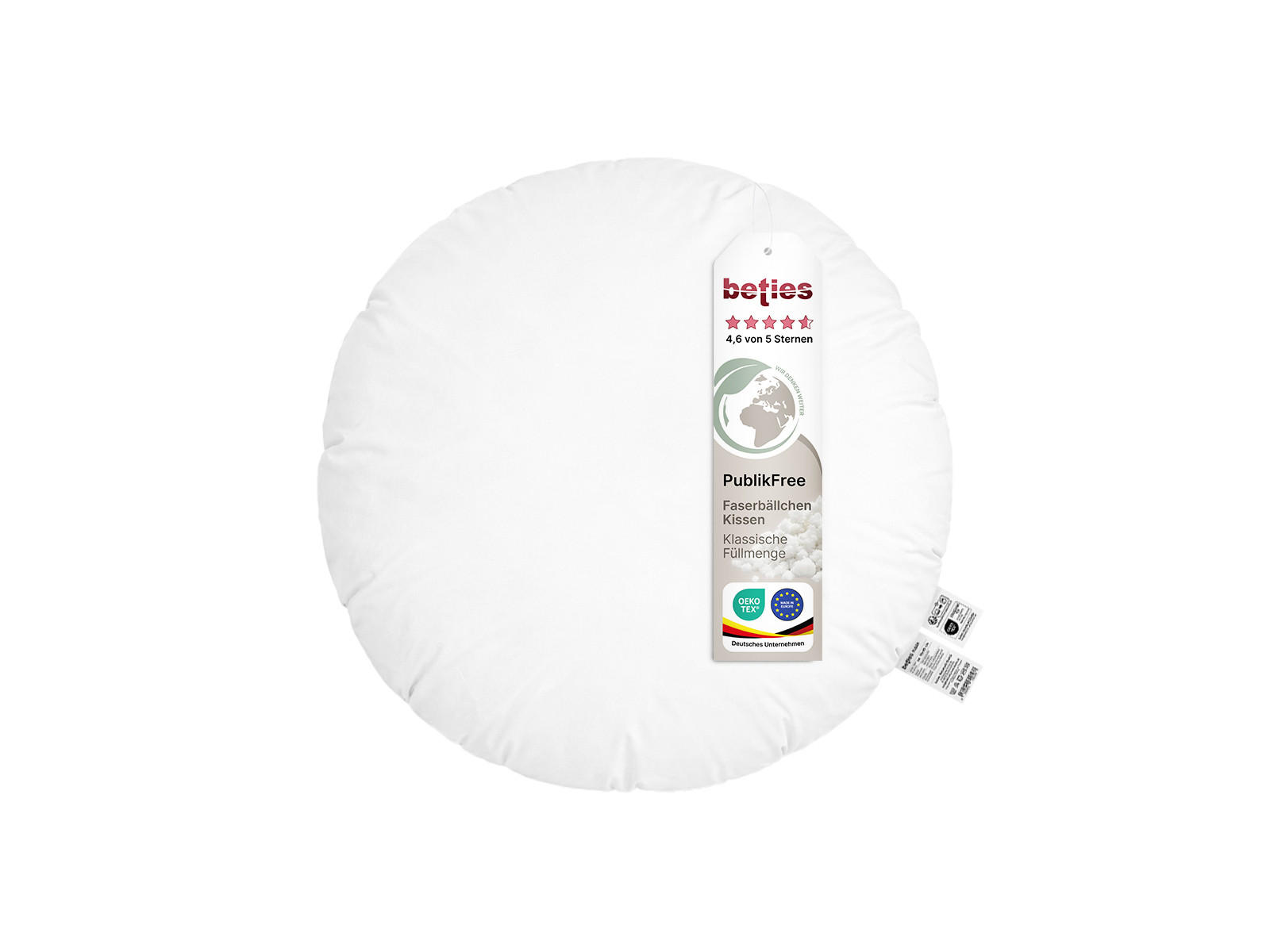 KISSENFÜLLUNG Rund PublikFree Faserbällchen 50 cm Ø - Weiß, Naturmaterialien/Kunststoff (50/50cm) - beties Heimtextil