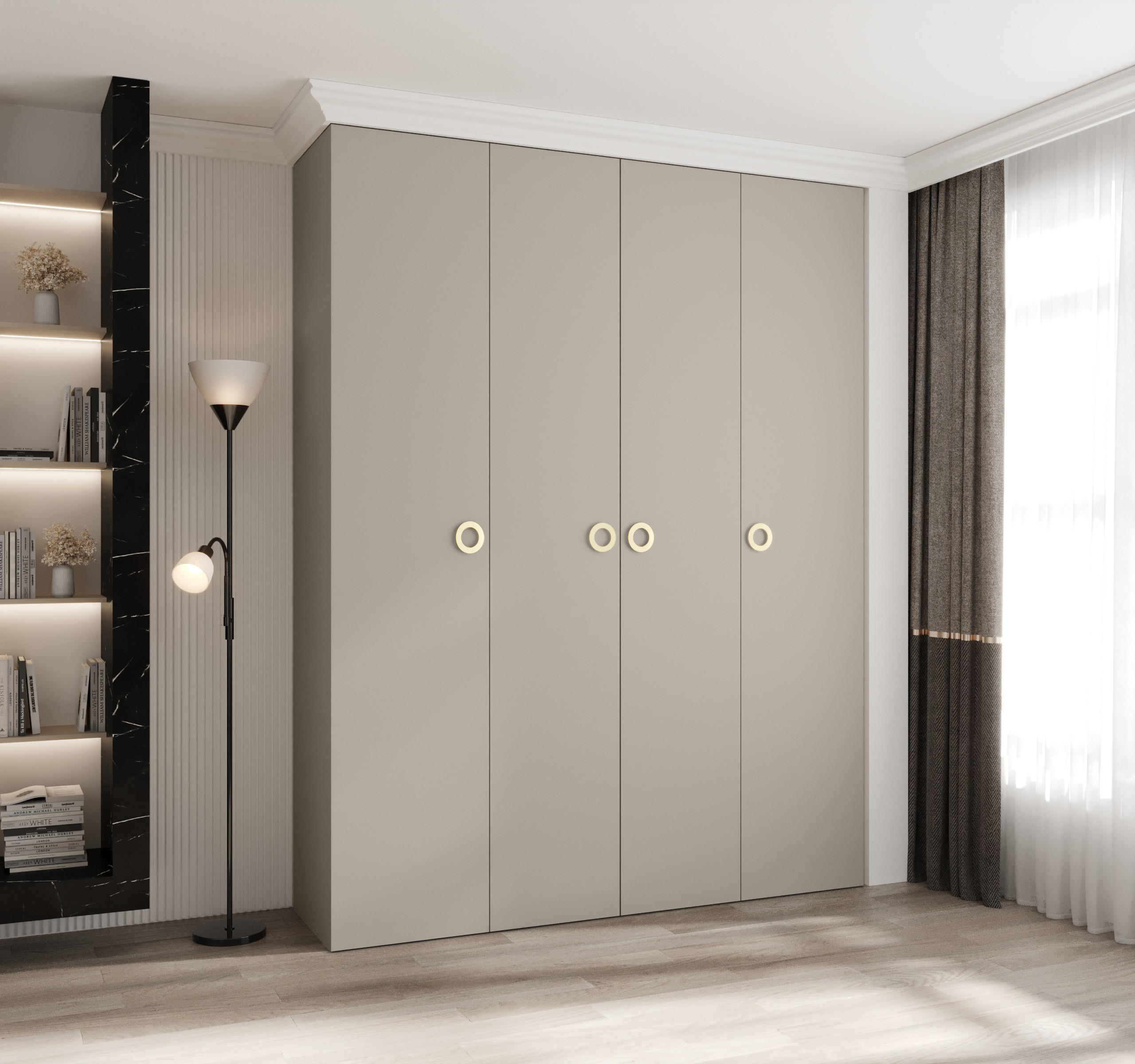 DREHTÜRENSCHRANK 245,5/190/50 4-türig - Kaschmir/Goldfarben, Holz/Metall (190/245.5/50cm) - Abiks Möbel