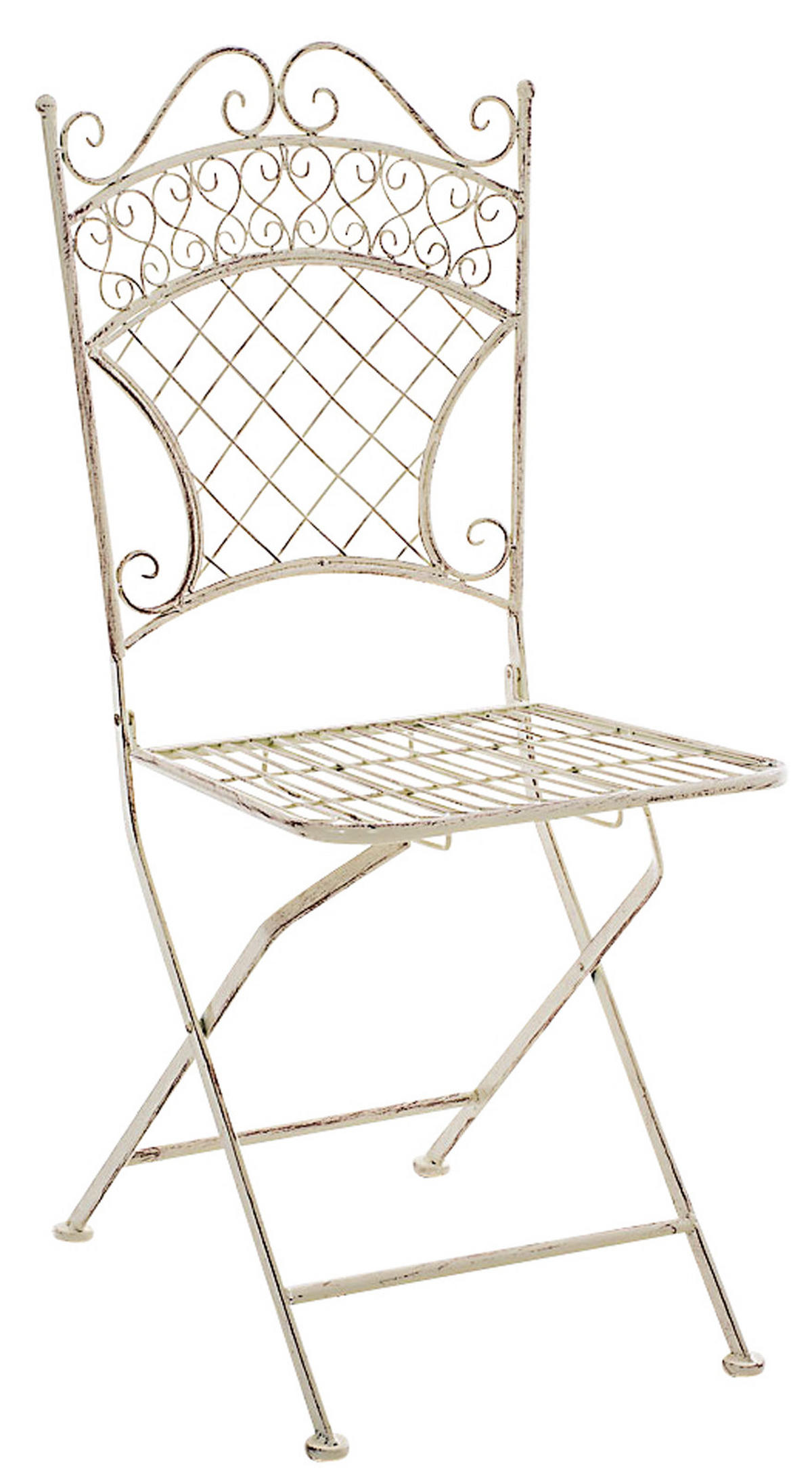 GARTENKLAPPSTUHL 2er Set Metall Antik-Creme - Creme, Metall (42/94/40cm) - CLP