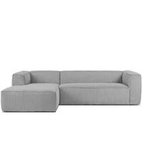 ECKSOFA-LINKS FEROX Modern, Cord-Stoff, hellgrau - Hellgrau, Textil (305/175cm) - KONSIMO®