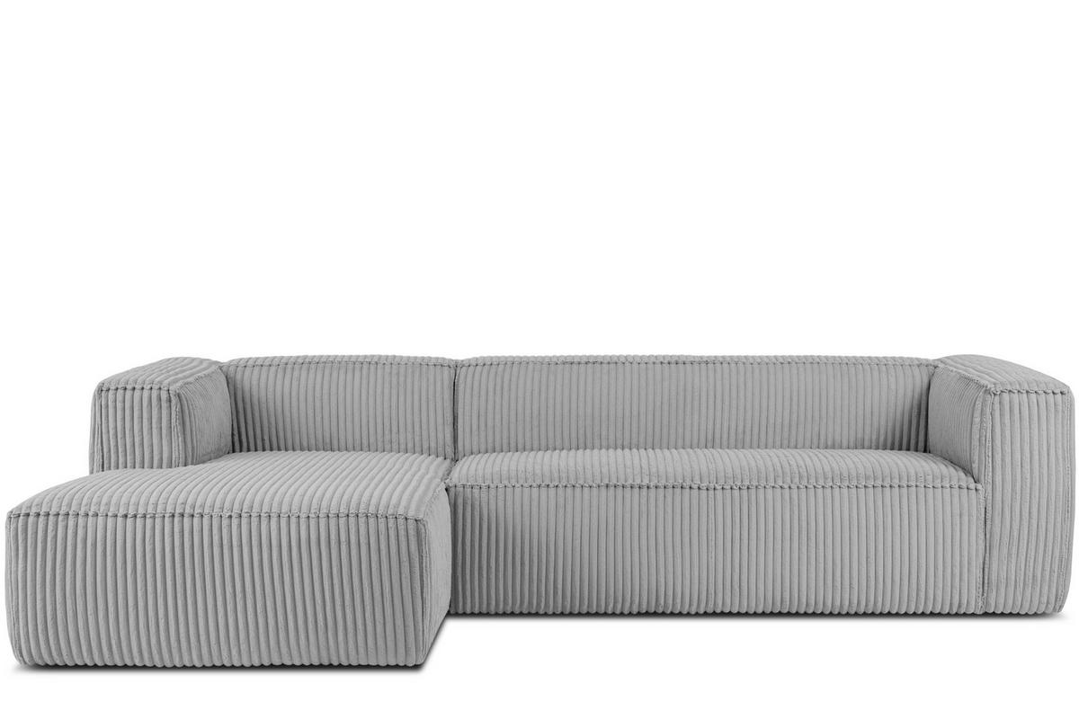 ECKSOFA-LINKS FEROX Modern, Cord-Stoff, hellgrau - Hellgrau, Textil (305/175cm) - KONSIMO®