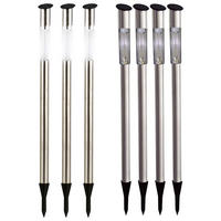 LED AUSSENLEUCHTE Solar Edelstahl Silber 7er Set - Silberfarben, Metall (5/5/70cm) - Globo Lighting