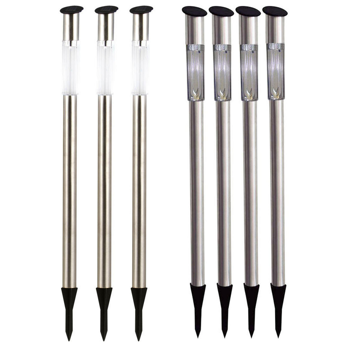 LED AUSSENLEUCHTE Solar Edelstahl Silber 7er Set - Silberfarben, Metall (5/5/70cm) - Globo Lighting