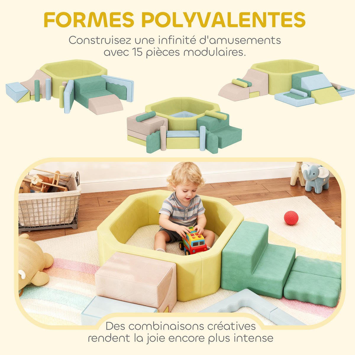 MOTORIKSPIEL DE-18214 mit Bällebad, waschbare Bezüge Bunt - Multicolor, Textil (137.5/30/160cm) - ComfortXL