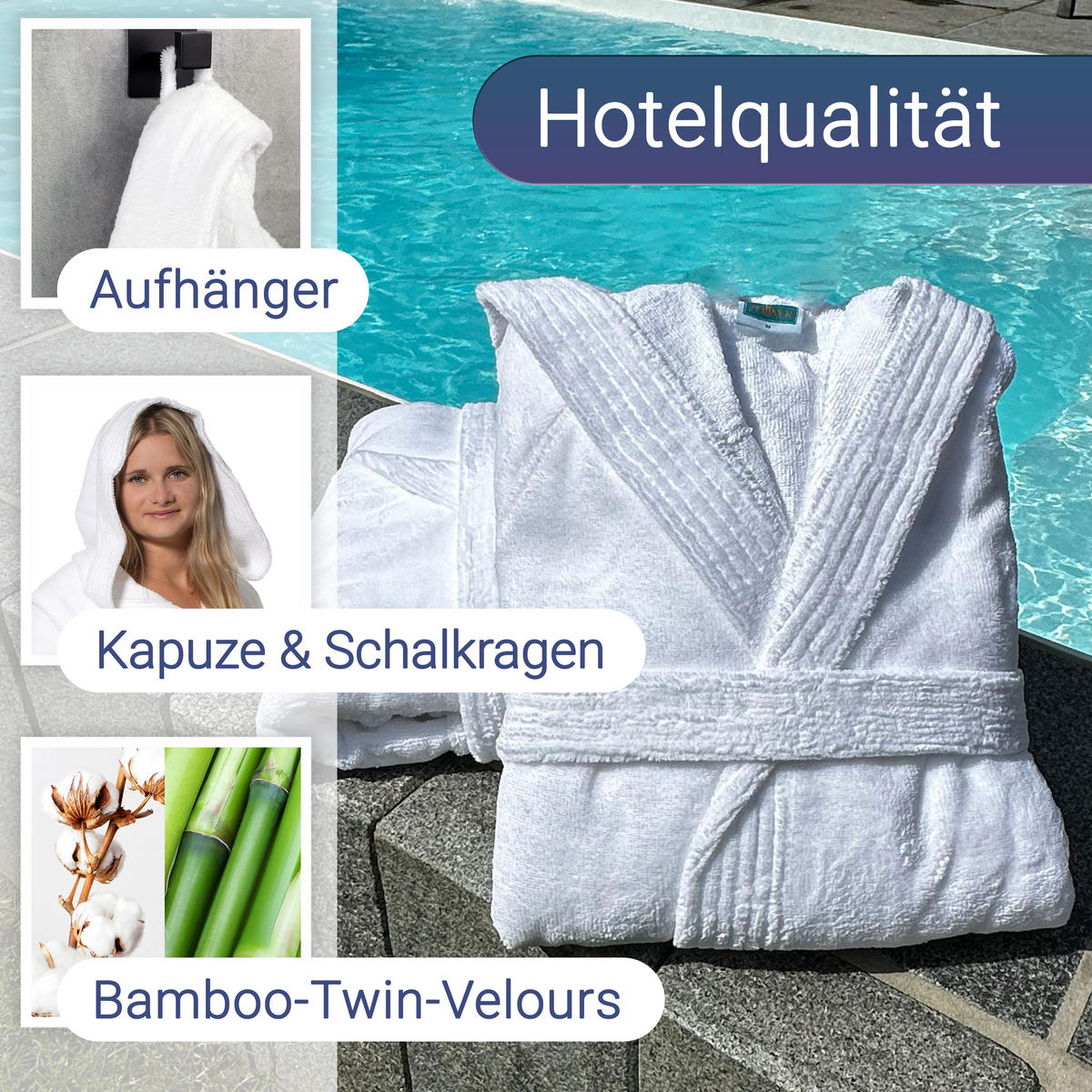 BADEMANTEL, L, 50% Polyester, 50% Baumwolle, Weiß - Weiß, Textil (Lnull) - Zollner