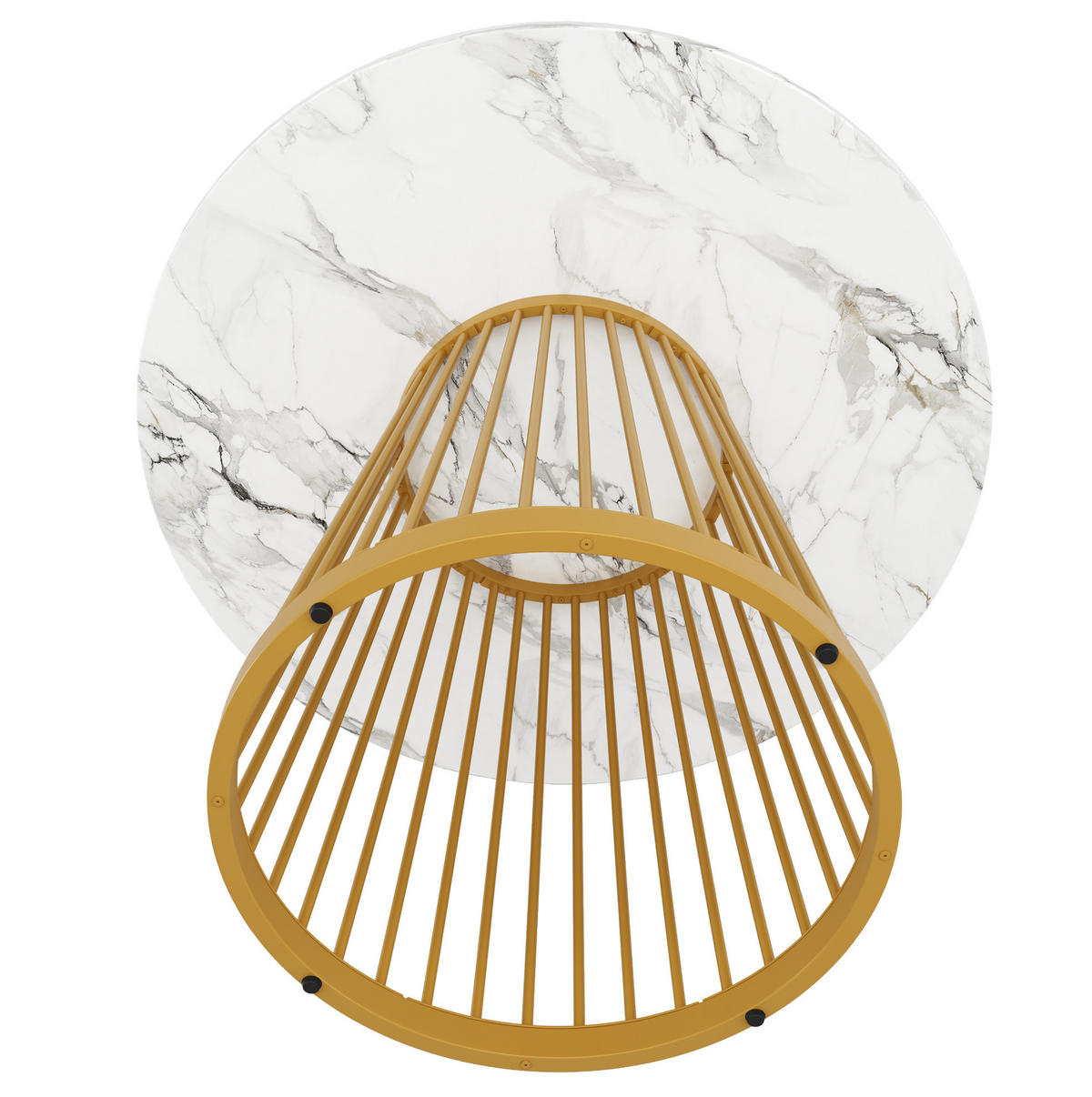 ESSTISCH 80x80x76 cm in Gold und Weiß aus MDF mit Marmoroptik - Weiß, Holzwerkstoff (80/80/76cm) - Modfu