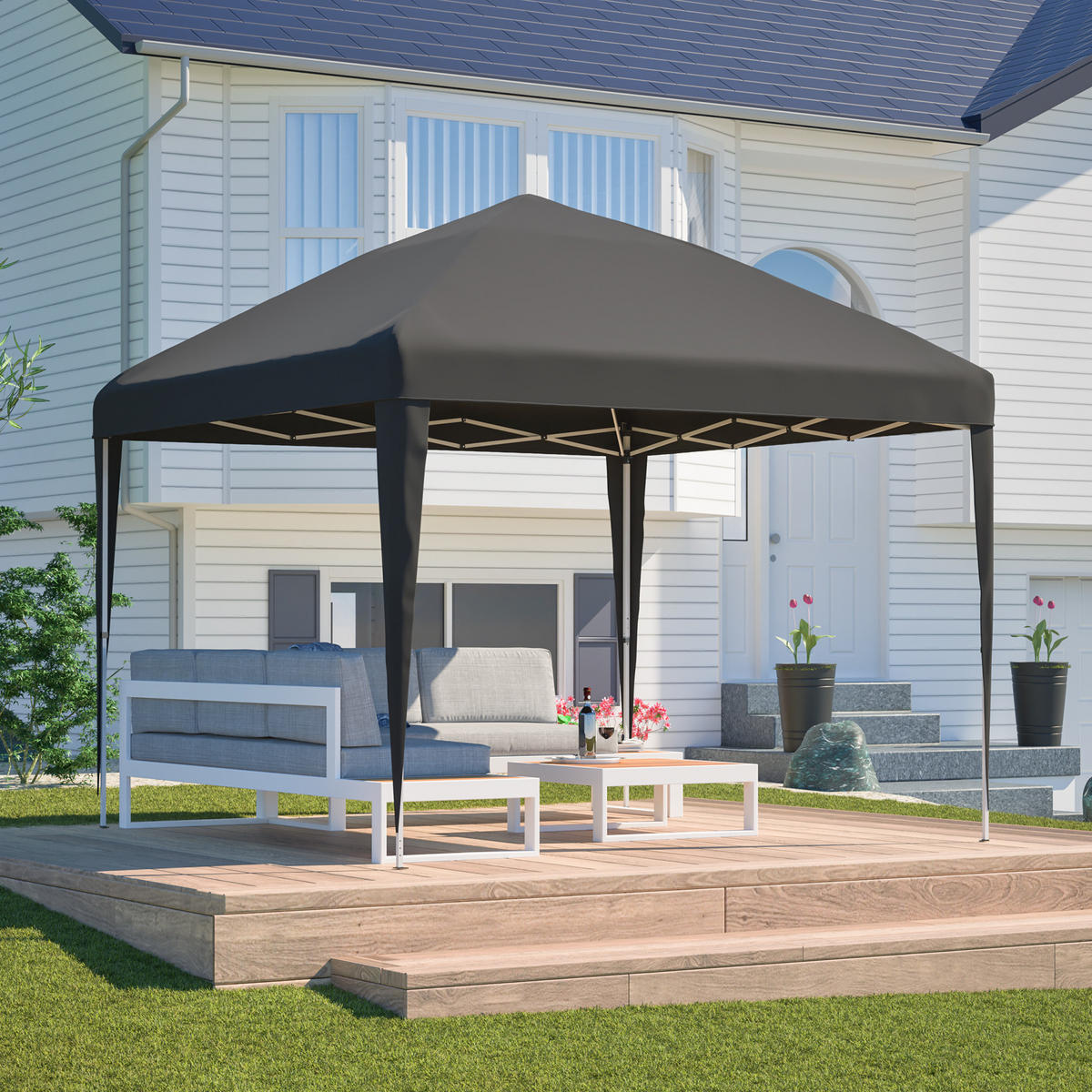 GARTENPAVILLON Pavillon 3x3 m Schwarz - Schwarz, Metall (313/197/313cm) - ComfortXL