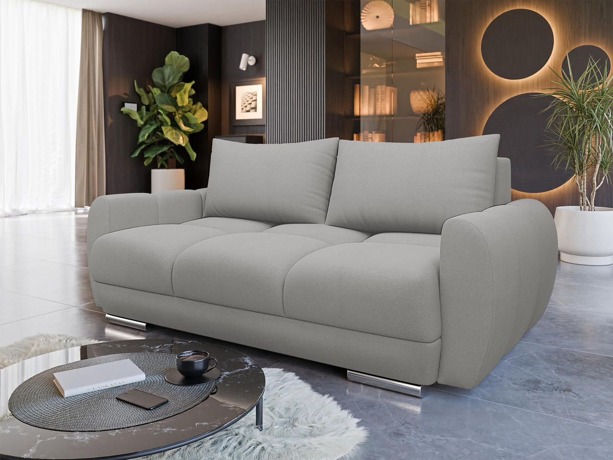 SOFA Logo 2 - Silberfarben/Hellgrau, Holz/Kunststoff (186/89/97cm) - MIRJAN24
