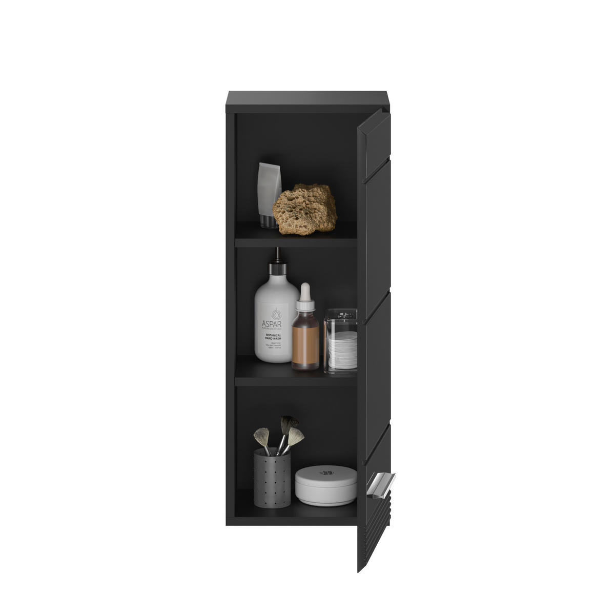 HÄNGESCHRANK Linus Bad in schwarz Nachbildung und schwarz hochglanz B/H/T: 30x77x23 cm - Schwarz, Holz (30/77/23cm)