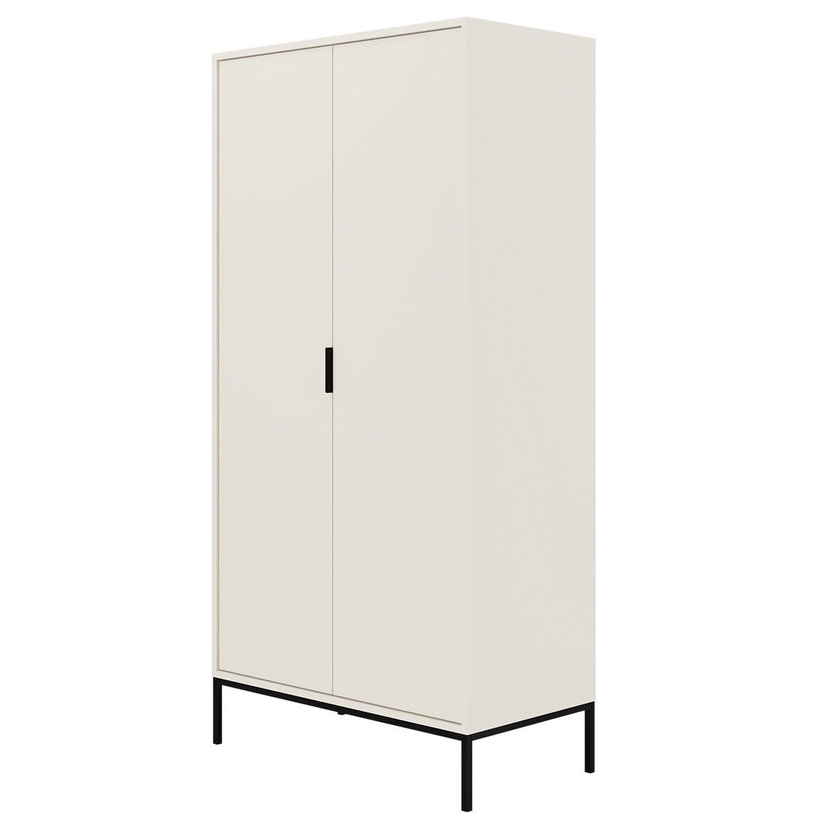 ORMAR ZA ODJEĆU 2 vrata Seattle Crno-bijelo - bijela, drvni materijal (100/205.4/55cm) - Petits-meubles