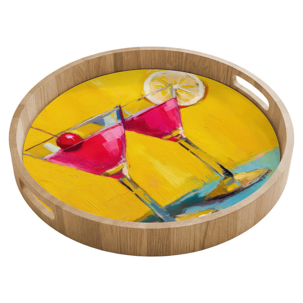 OnlyWow SERVÍROVACÍ PODNOS Sklenice - Koktejl - Citron - Třešeň 40x40 cm