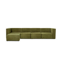4-SITZER-SOFA Chaiselongue bezogen grünem Kord-Samt HARPER - Grün, Textil (100/65/360cm) - RNT By Really Nice Things