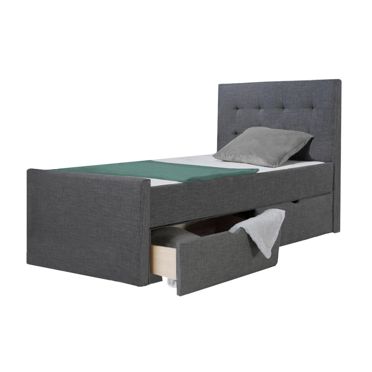 POLSTERBETT mit Lattenrost 90/200 cm in Anthrazit - Anthrazit/Grau, Textil (90/200cm) - Homestyle4u