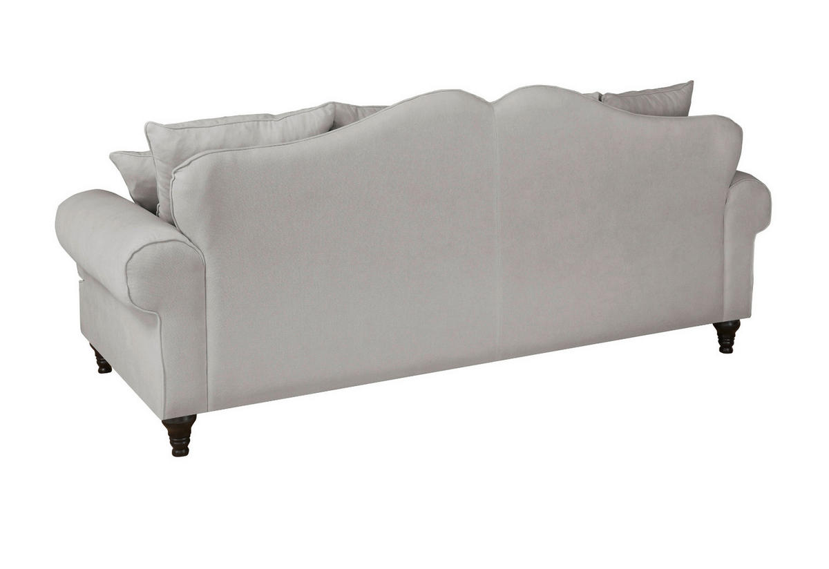 SOFA hellgrau Landhaus, Couch 3,5-Sitzer 230 cm - Hellgrau, Holz/Textil (230/95/100cm) - Furn.Design