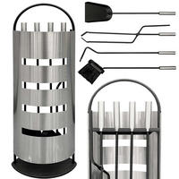 KAMINBESTECK Modern Edelstahl 5 Teilig Set - Edelstahlfarben, Metall (23/66/15cm) - DanDiBo