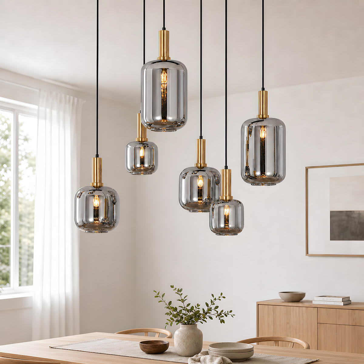 PENDELLEUCHTE Vespnal 96.6/22/150 cm - Schwarz, Glas/Metall (96.6/22/150cm) - ZMH