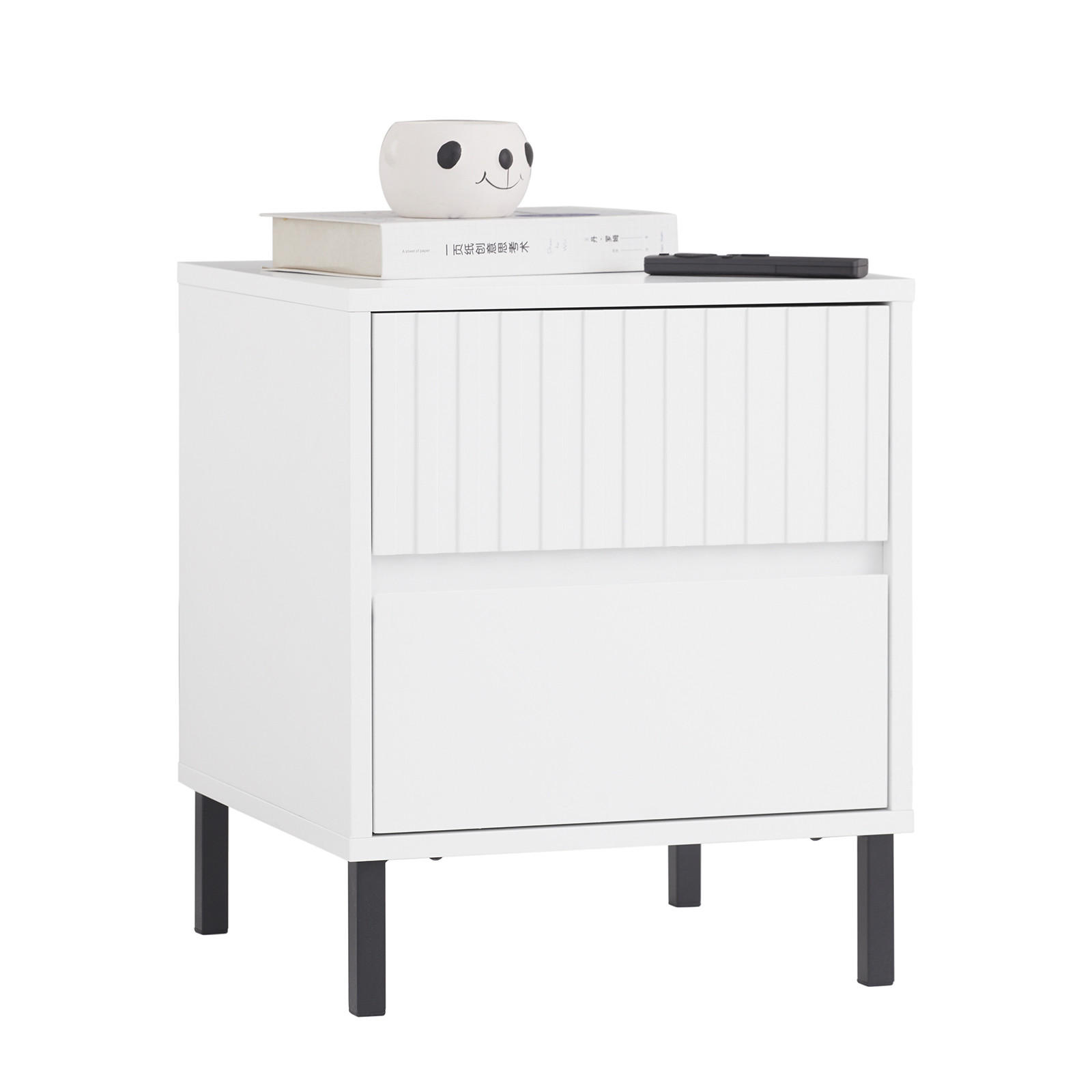 NACHTTISCH Weiß - Weiß, Holzwerkstoff/Metall (40/48/40cm) - SoBuy