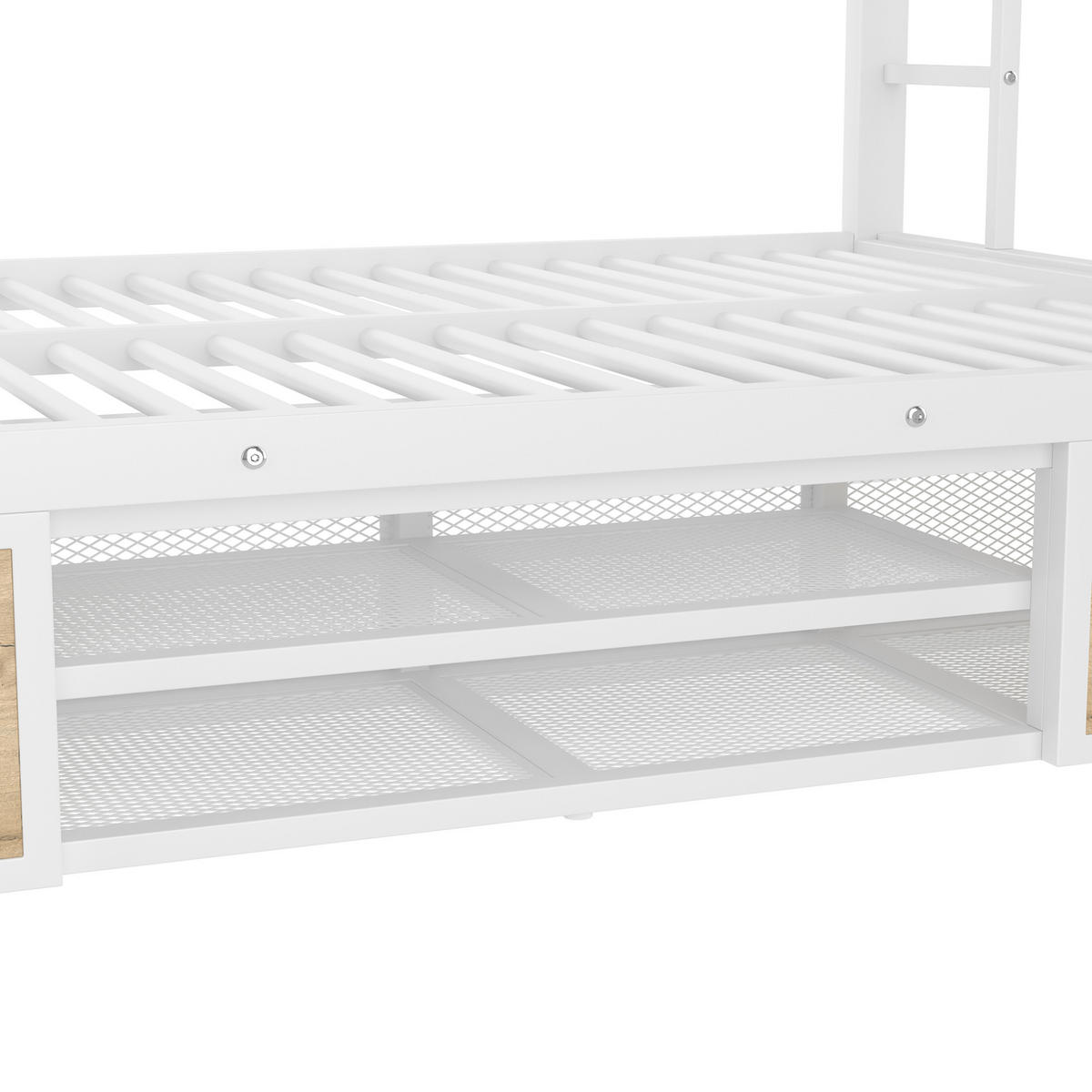 ETAGENBETT 90/200 cm 140/200 cm Weiß mit Schuhschrank, Staufächern und Leiter - Weiß, Metall (140/200cm) - MIVRAY