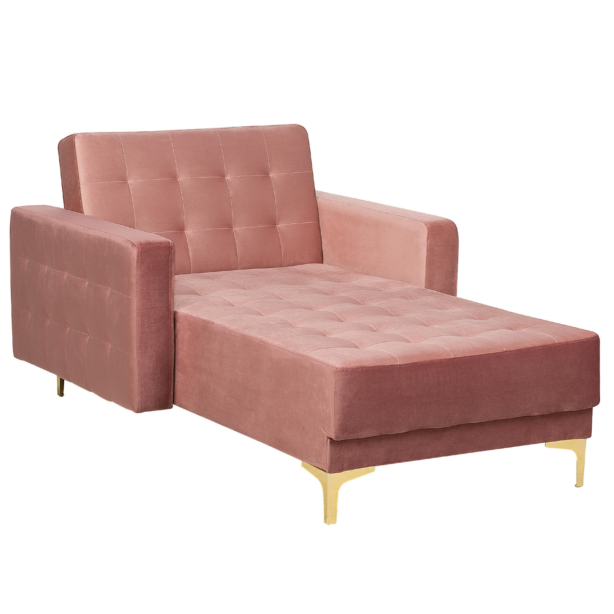 CHAISELONGUE Samtstoff rosa/gold Aberdeen - Pink/Goldfarben, Textil (107/83/168cm) - Beliani