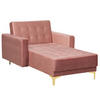 CHAISELONGUE Samtstoff rosa/gold Aberdeen - Pink/Goldfarben, Textil (107/83/168cm) - Beliani