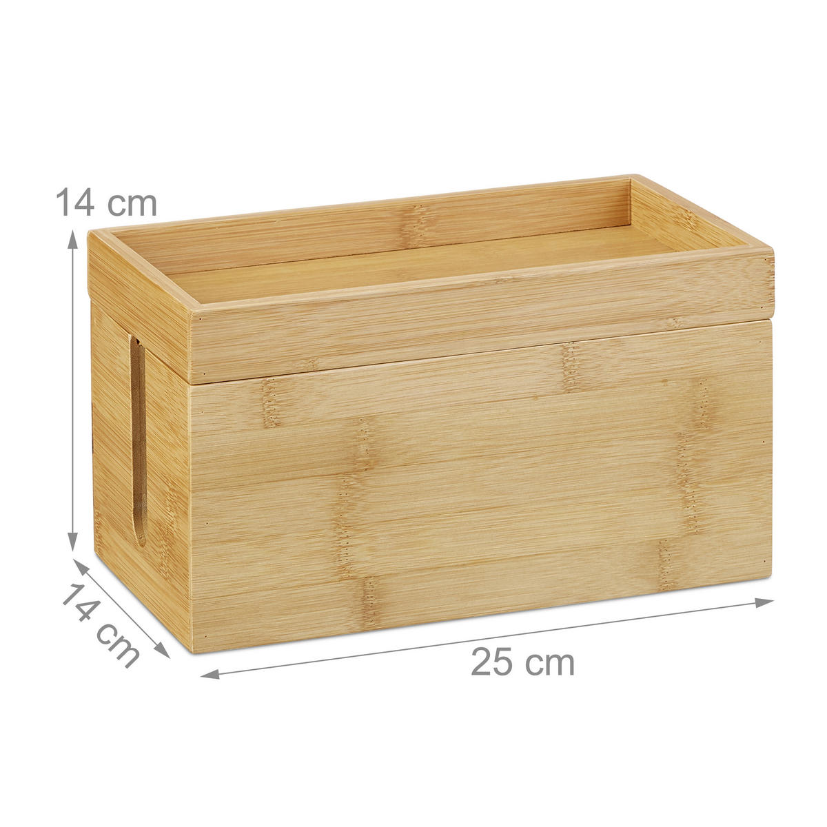 KABELBOX - Hellbraun, Holz (14/25.5/14cm) - Relaxdays