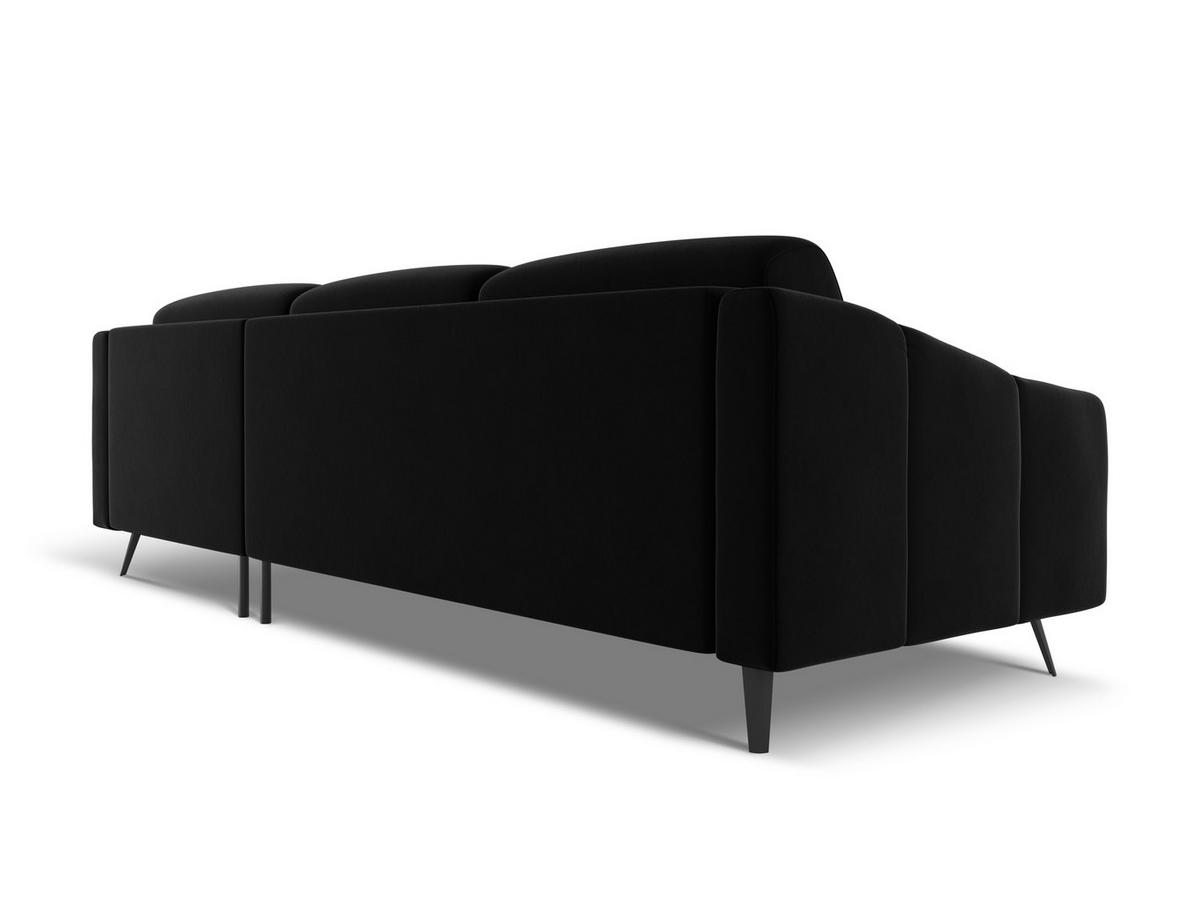 ECKSOFA Rechts Samt Stoff Schwarz - Schwarz, Textil/Metall (264/160cm) - Makamii